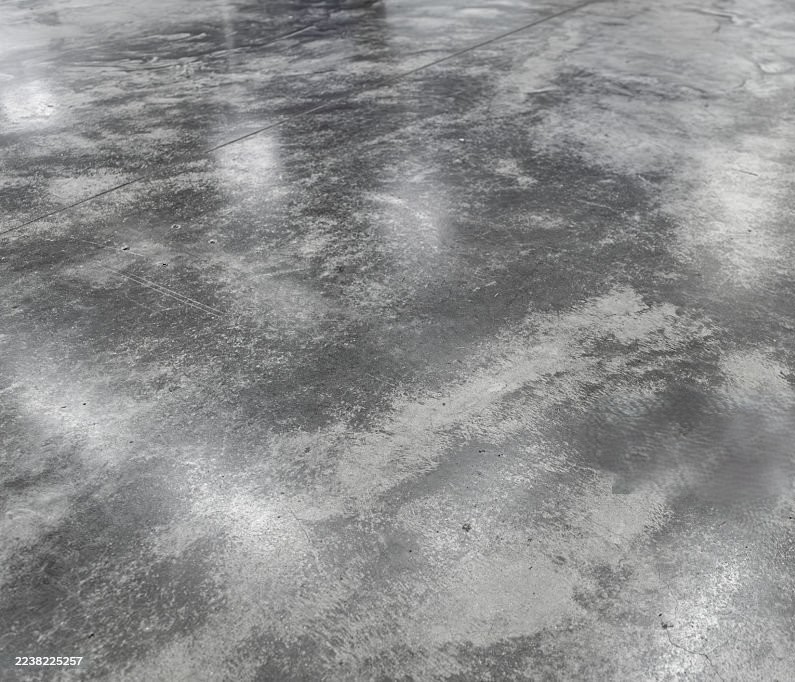Dull worn concrete surface