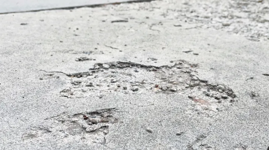 Freeze thaw surface damage on concrete