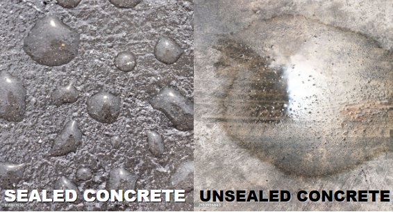 Sealed concrete compared with unsealed concrete